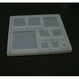 H3304A – Lot de 1 Moule en Silicone Cabochons Carré pour Création Fimo Cernit Résine