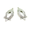 A1446 – Lot de  2 ou 4 Pendentifs Chandeliers Navette Ethnique 35mm avec 4 anneaux – Métal Argent Antique