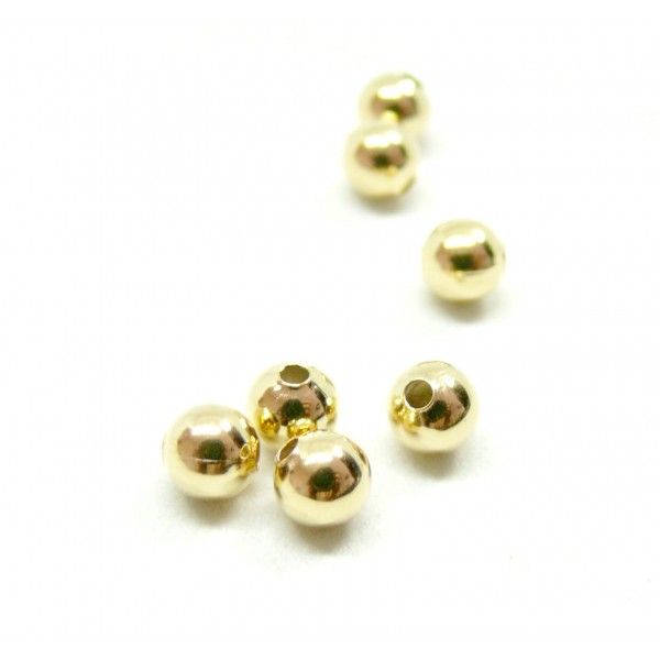 Perles Intercalaires Bille 5 mm, laiton Plaqué Or 24KT