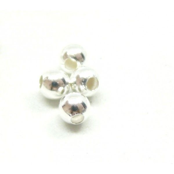 Perles Intercalaires Bille 5 mm, laiton Plaqué Argent 925