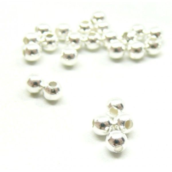 Perles Intercalaires Bille 5 mm, laiton Plaqué Argent 925