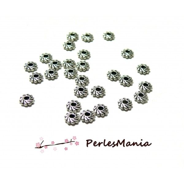Mini perles intercalaire Rondelle métal Argent Antique