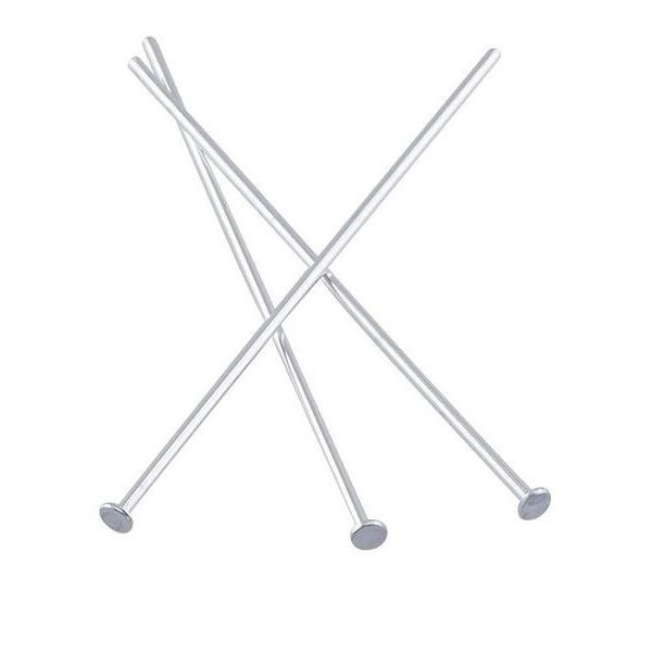 Tiges têtes plates 40 par 0.7mm métal coloris Argent Vif