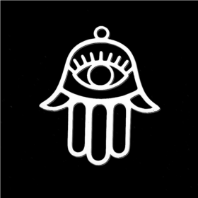 Pendentif - Khamasa, Main de Fatima - 28 mm - Argenté en Acier Inoxydable 304