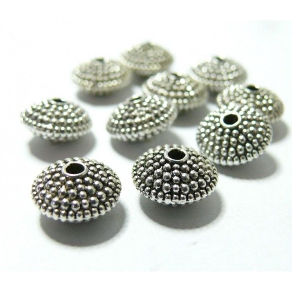 perles intercalaires ovales avec picot 11 par 6mm  métal coloris Argent Antique