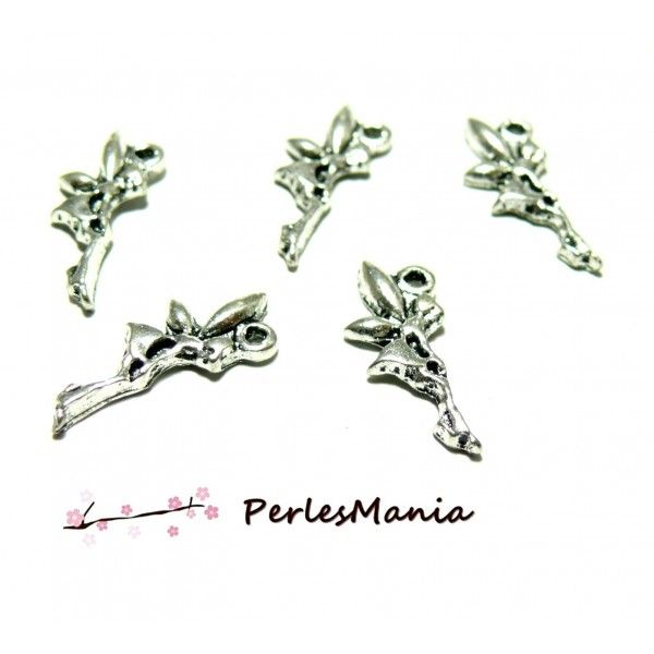 10 pendentifs ANGE DELICAT metal couleur ARGENT ANTIQUE 2D1199