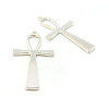 PS1128386 – Lot de 2 ou 4 Pendentifs Croix Égyptienne Ankh 56mm – Métal Couleur Argent Antique