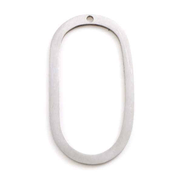 Pendentif - Ovale  Forme Géométrique - 35 mm - Argenté en Acier Inoxydable 304 - pour bijoux raffinés