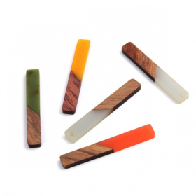 pendentifs Rectangle en Bois et résine Vert 52 mm