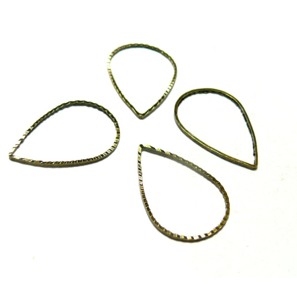 Pendentifs, connecteur Goutte 25 par 17mm, Laiton finition Bronze Qualité Laiton