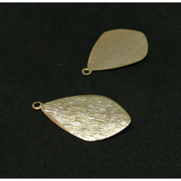 Pendentifs Goutte, Texturée, Striée 25 mm, Laiton Doré  à l'or fin  24K