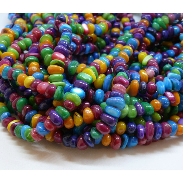 Perles Nacre Teintées Différentes Tailles Multicolores