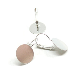 Supports Boucle d’Oreille Dormeuse Plateau Lisse 14mm – Laiton Argent Platine