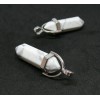Pendentif pendule Howlite Blanc Marbré, Yoga Healing 41mm, métal coloris Argent