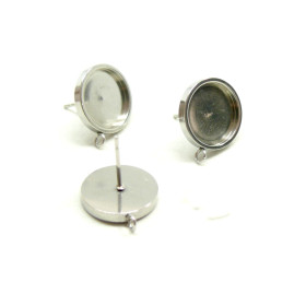 PS11751047 – Lot de 2 ou 4 Boucles d’oreille clou puce avec attache 12mm – Acier Inoxydable Argent Platine