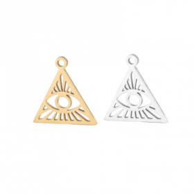 PS11832204 – Lot de 1 Pendentif Triangle Œil de Protection 15mm – Acier Inoxydable 304 Argenté