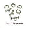 PAX: 20 SETS fermoirs T toggle COEUR metal couleur ARGENT ANTIQUE 2A5802