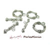 PAX: 20 SETS fermoirs T toggle MARIN GRAND MODELE metal couleur ARGENT ANTIQUE 2D2102