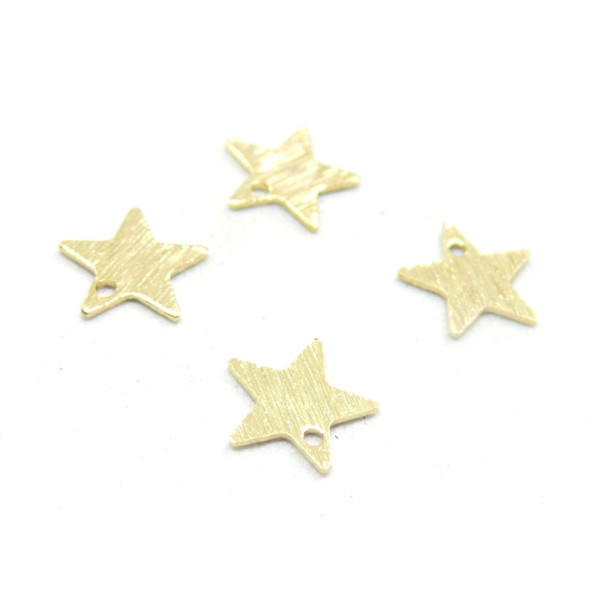 Pendentifs Etoiles Striés 8 mm,  Laiton Doré à l'or fin  24K