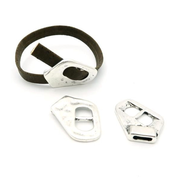 H11D6107 PAX 2 sets fermoirs  pour cordon lanieres metal couleur Argent Antique