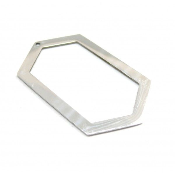 Pendentif -  Forme Géométrique Polygone - 52 mm - Argenté en Acier Inoxydable 304 - pour bijoux raffinés