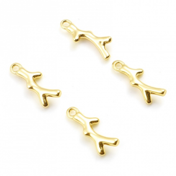 PS11833513 – Lot de 1 ou 2 Pendentifs Corail 15mm – Cuivre Plaqué Or 18KT