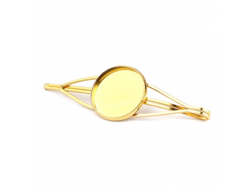 Supports Barrette, Bob Pin Pince a Cheveux 7 cm  pour cabochon 20mm mm, métal coloris Doré