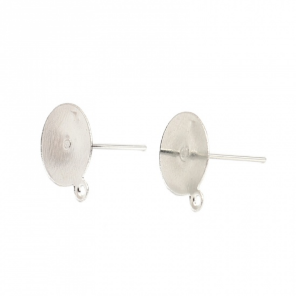 Boucles d'oreille, clou puce avec attache 10 mm, métal finition Argent Platine, avec embouts plastique