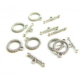 Boucle 5 mm 6 Sets Toggle Fermoir Pewter Taille bar 21 mm de forme ronde 