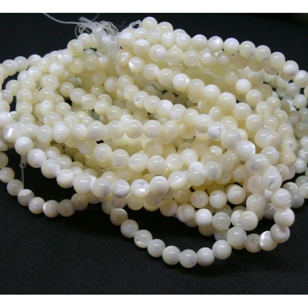 Perles de nacre véritable Blanc Crème Rondes 3 mm
