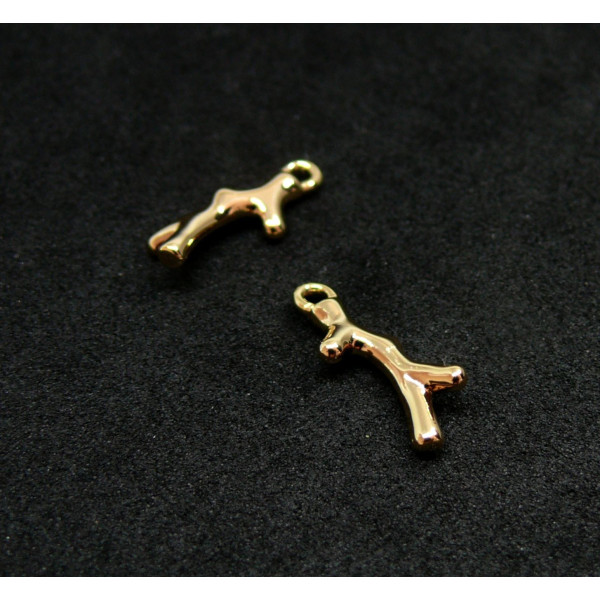 PS11833513 – Lot de 1 ou 2 Pendentifs Corail 15mm – Cuivre Plaqué Or 18KT