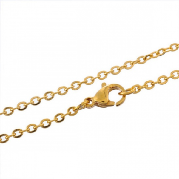 Collier, Sautoir 60 cm maille 3 par 2.5 mm, Acier Inoxydable 304 finition Doré