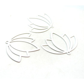 AE116954 – Lot de 2 Estampes Pendentif Filigrane Bourgeon Fleur 35x30mm – Cuivre Blanc