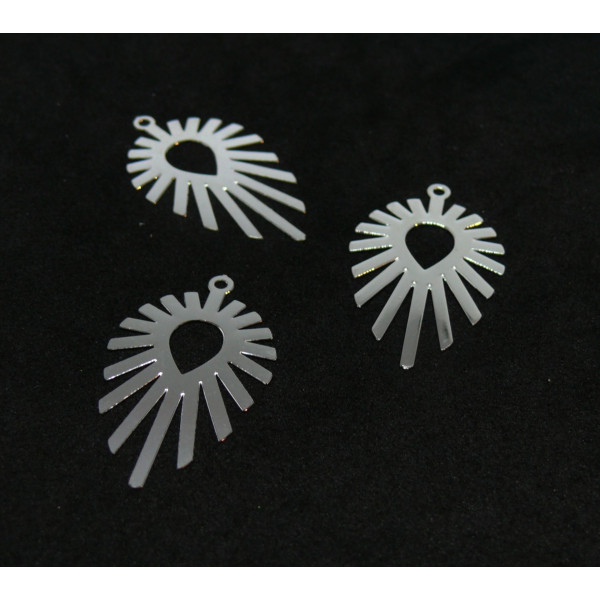 Estampes Pendentif Filigrane Goutte Géométrique 30x17mm – Laiton Argent Vif