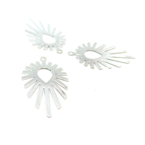 Estampes Pendentif Filigrane Goutte Géométrique 30x17mm – Laiton Argent Vif