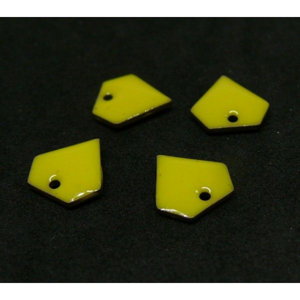 AE100 PAX 2 pendentifs sequins émaillés forme Diamant 10 mm base doré coloris Jaune