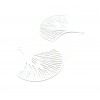 AE115676 Lot de 2 Estampes - pendentif filigrane forme Ginkgo Biloba 24 par 40mm - laiton coloris Blanc