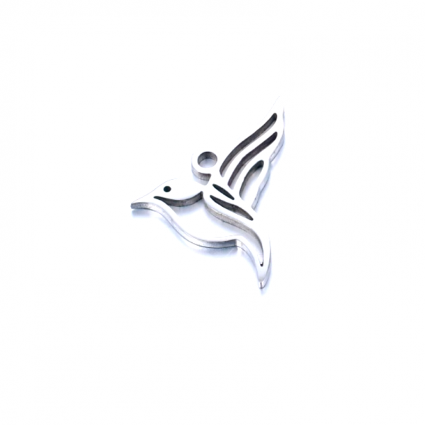 Pendentifs - Oiseau Colibri 15mm - Argenté en Acier Inoxydable 304 - pour bijoux raffinés