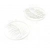 AE116836 Lot de 2 Estampes - pendentif filigrane médaillon avec feuille de Palme 30mm - laiton coloris Blanc