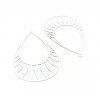 AE116153 Lot de 2 Estampes - pendentif filigrane forme Goutte avec plumes 24 par 40mm - laiton coloris Blanc