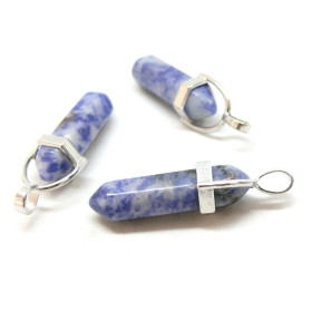BU11151110163149 – Lot de 1 Pendentif Pendule Sodalite 41mm – Pierre Naturelle & métal Argenté