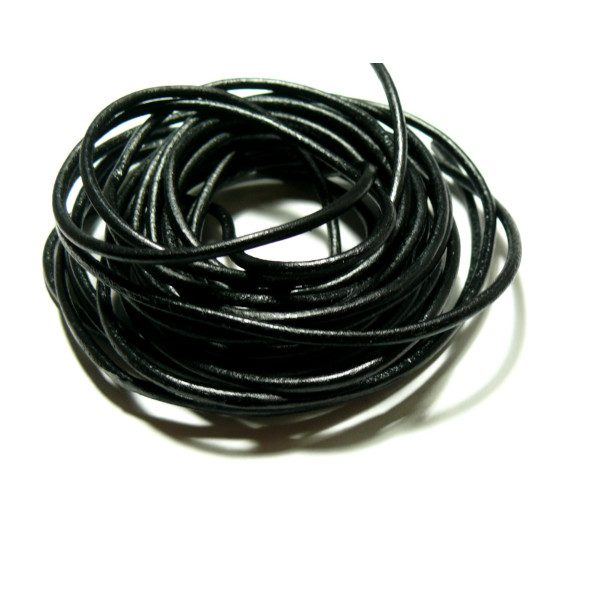 PAX 4 mètres Cordon Fil CUIR Veritable 2,5mm NOIR 130702114009N