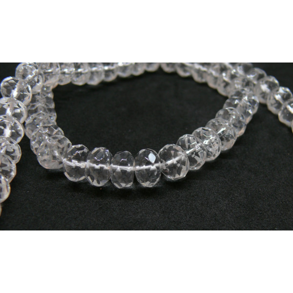 Lot de 6 Perles Rondelles Facettées 10x6 mm – Cristal de Roche Grade AAA