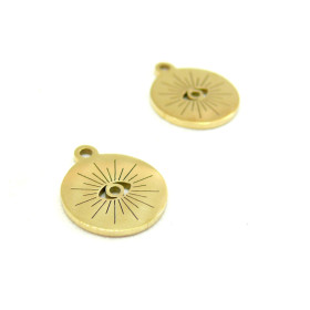 PS11832362 – Lot de 1 Pendentif Médaille Œil de la Protection 12mm – Acier Inoxydable 304 Doré