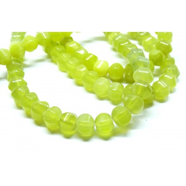 Lot de 4 perles Jade Citron Naturelles forme Lanterne 10mm