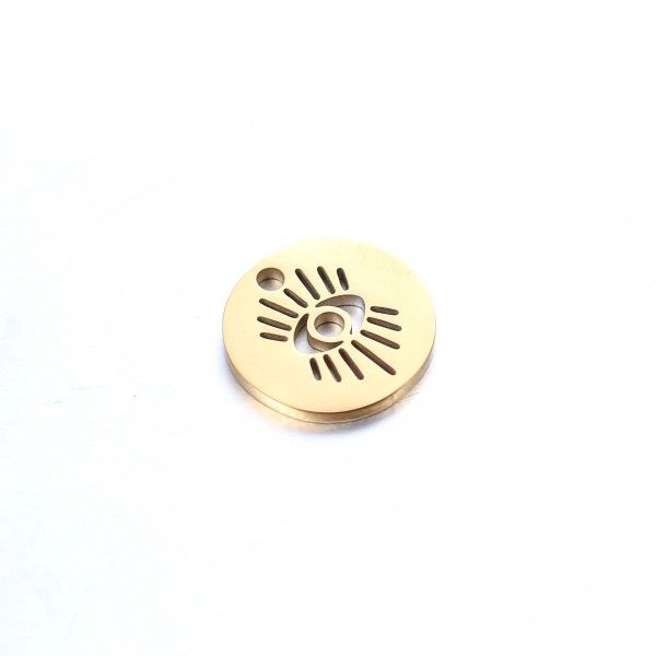 Pendentifs, breloques - Médaille avec Œil de la protection - 12 mm - Doré en Acier Inoxydable 304 - pour bijoux raffinés