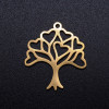 Pendentifs, breloques Arbre à cœurs  21 mm,  Acier Inoxydable Doré, Placage Ionique
