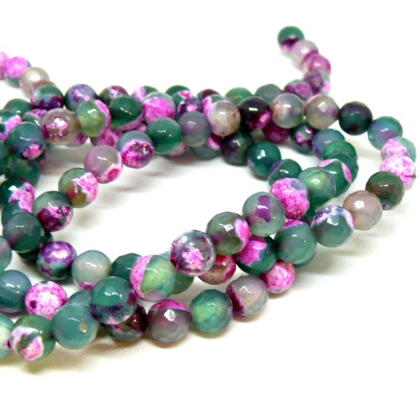 Perles Agate Bicolore Facettée 8mm
