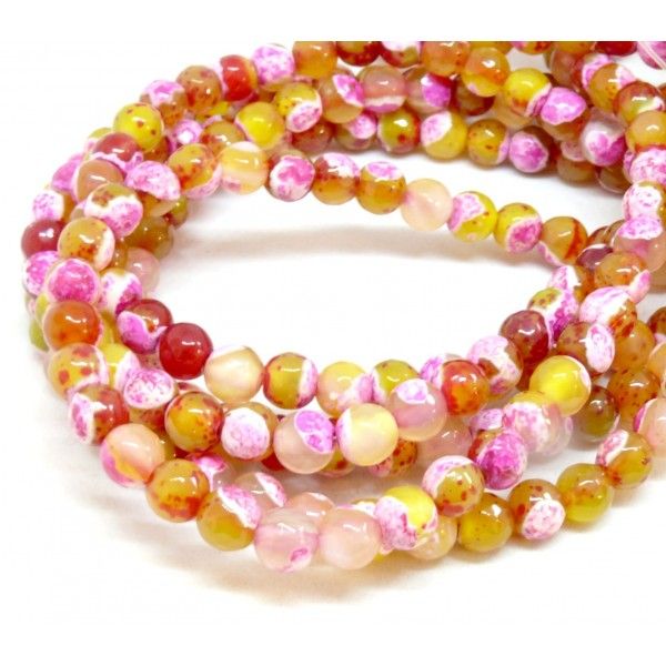 Perles rondes Agate Bicolore Facettée 6mm Coloris 05