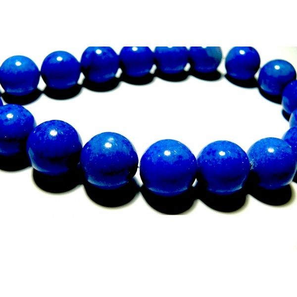 PXS08 Lot d'environ  20 cm de perles Rondes Jade teintée 10mm bleu électrique